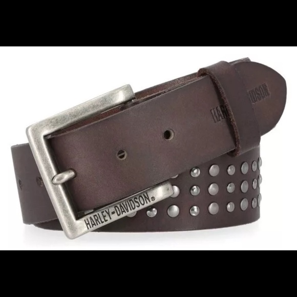 ✔️HARLEY DAVIDSON MENS TRIPLE STUDDED LEATHER BELT - Picture 1 of 9